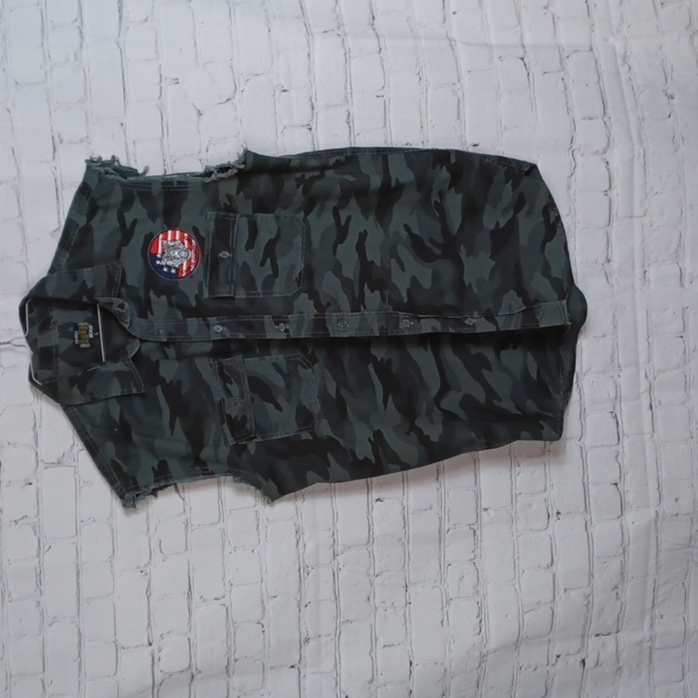 HARD Edge‎  Cameo Patch  Green Cotton Vest L
